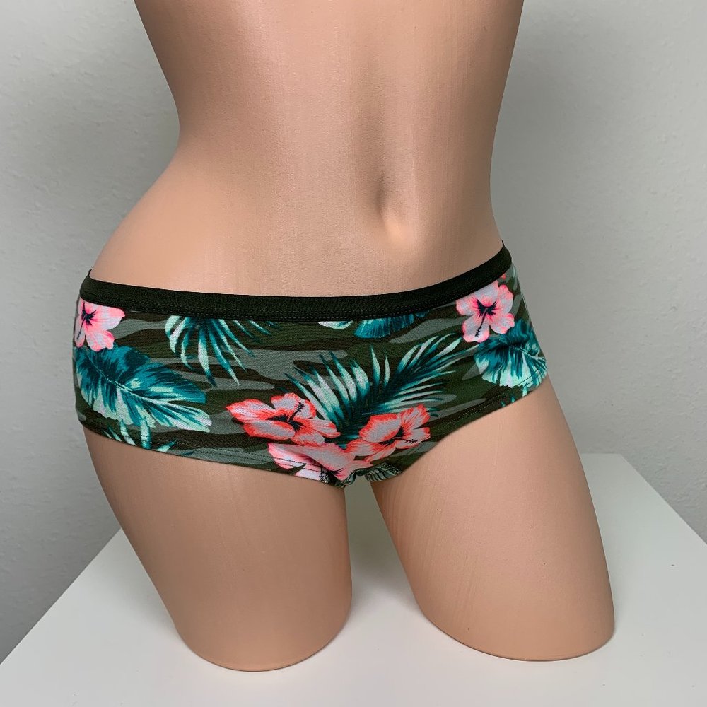 Victoria's Secret PINK Green Tropical Palms Extra Low Rise Hipster Panty S M